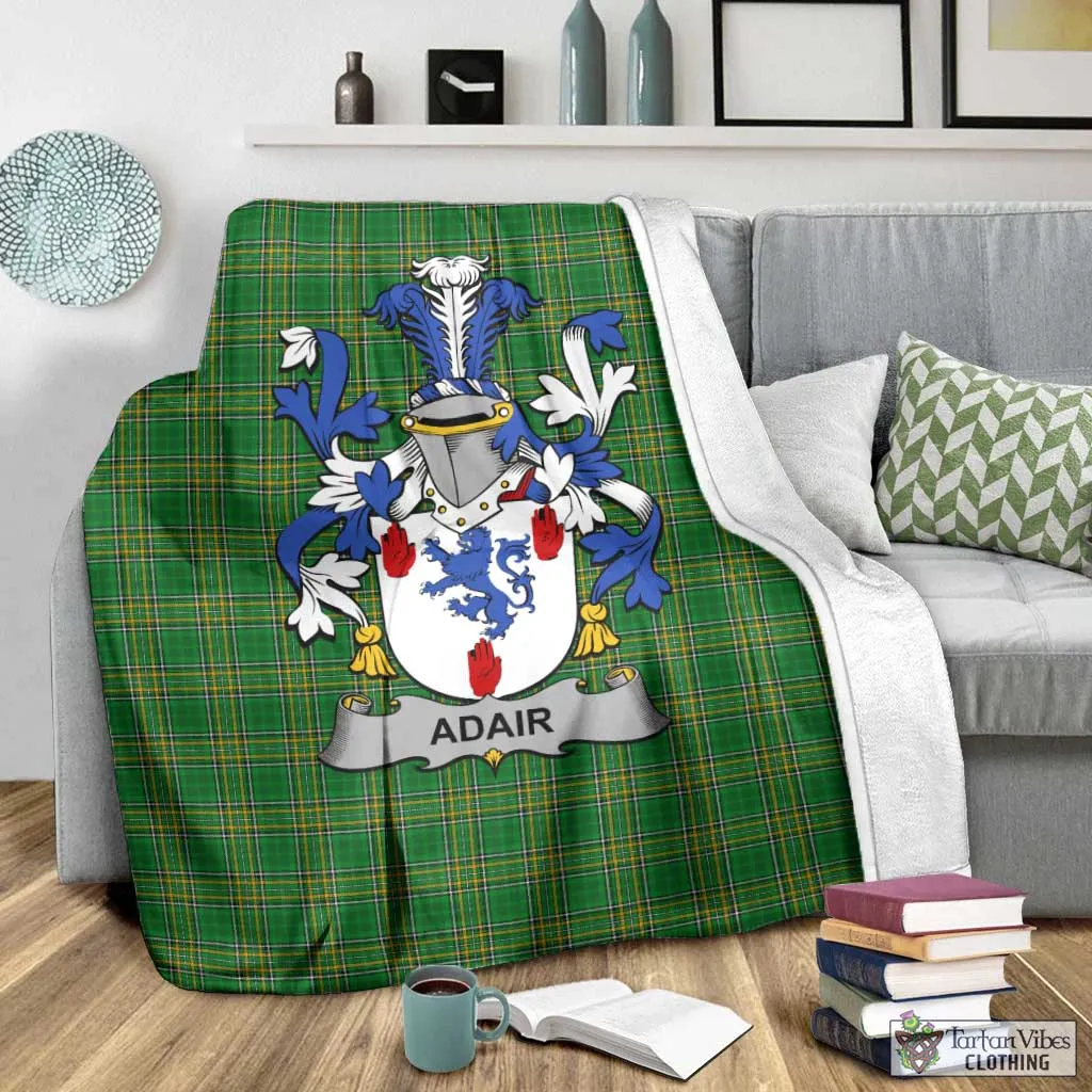 Adair Irish Clan Tartan Blanket with Coat of Arms
