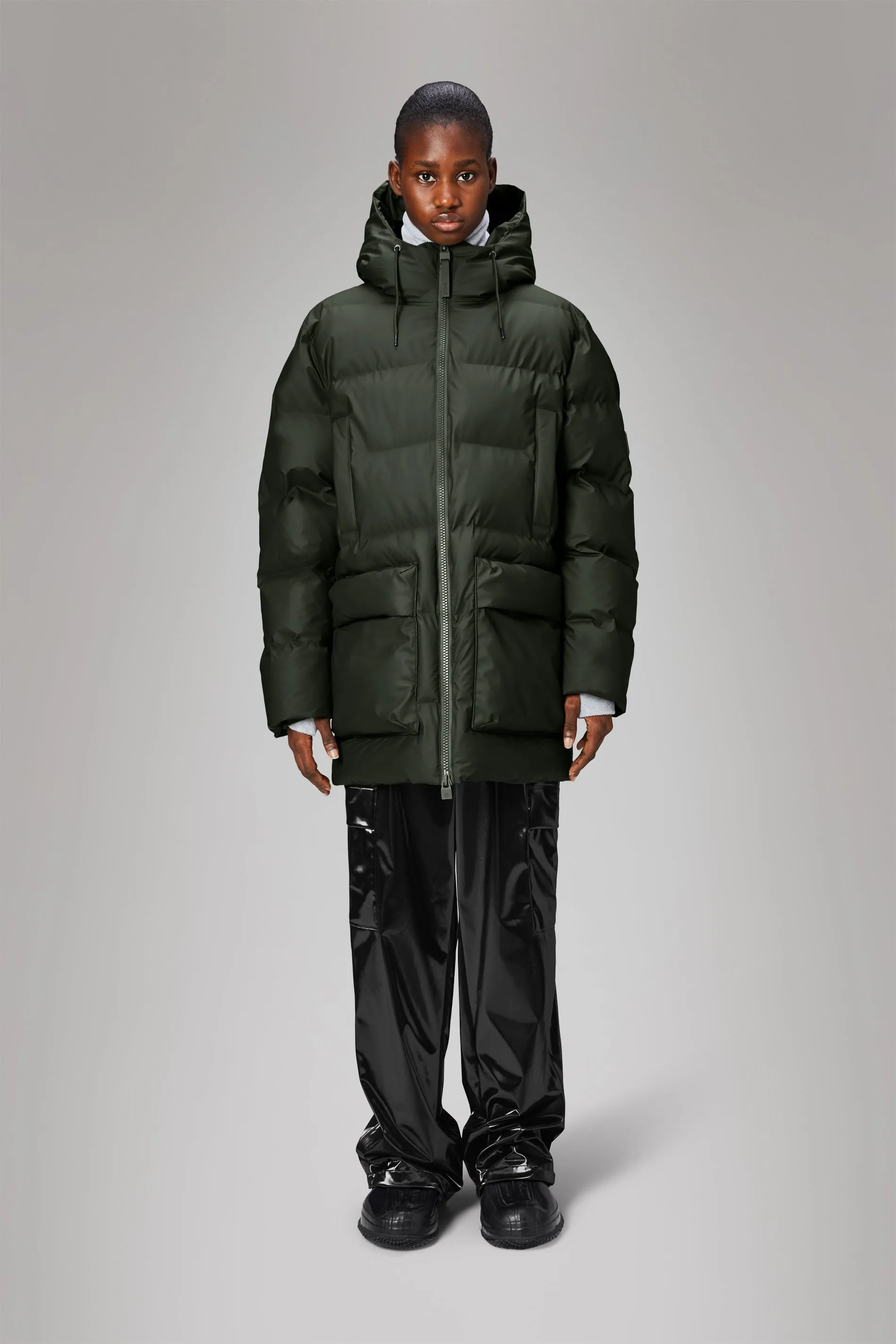 Alta Long Puffer Cargo Jacket - Green