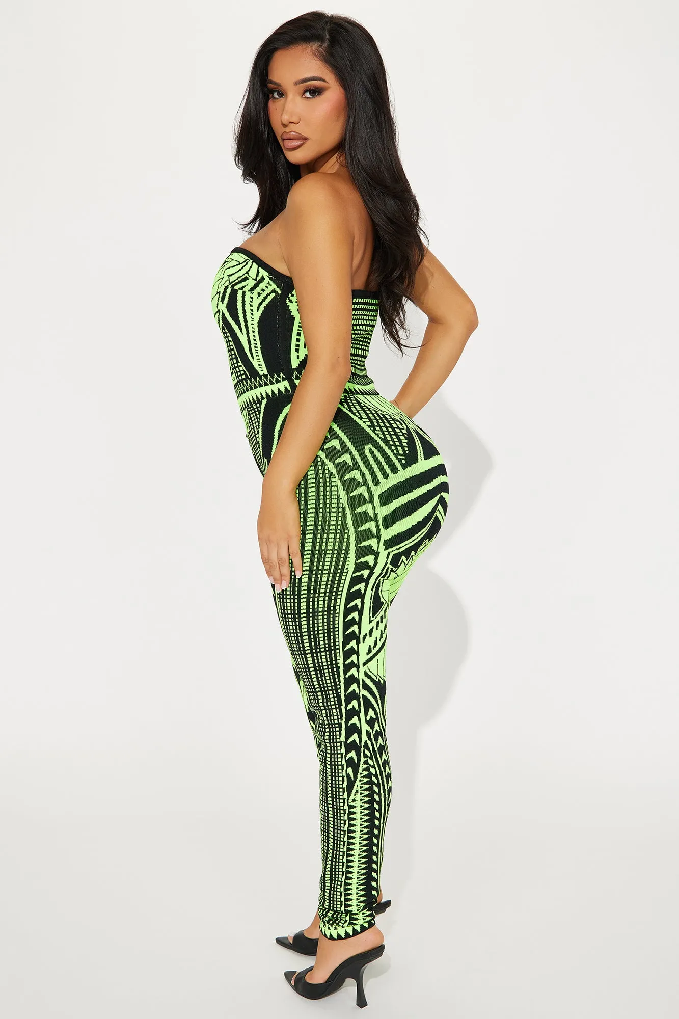 Bad Gal Bandage Jumpsuit - Lime