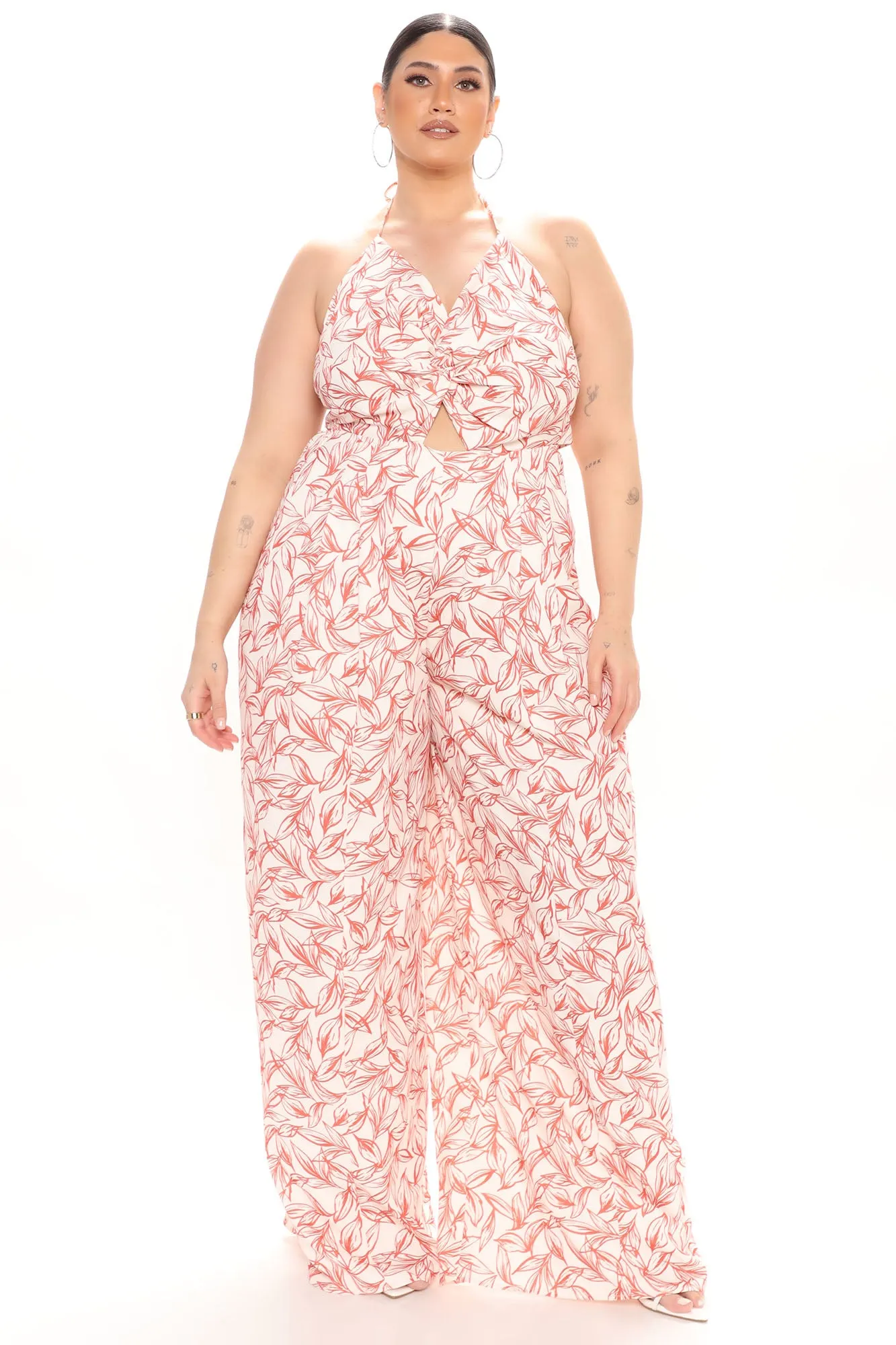 Beach Vibes Printed Jumpsuit - Orange