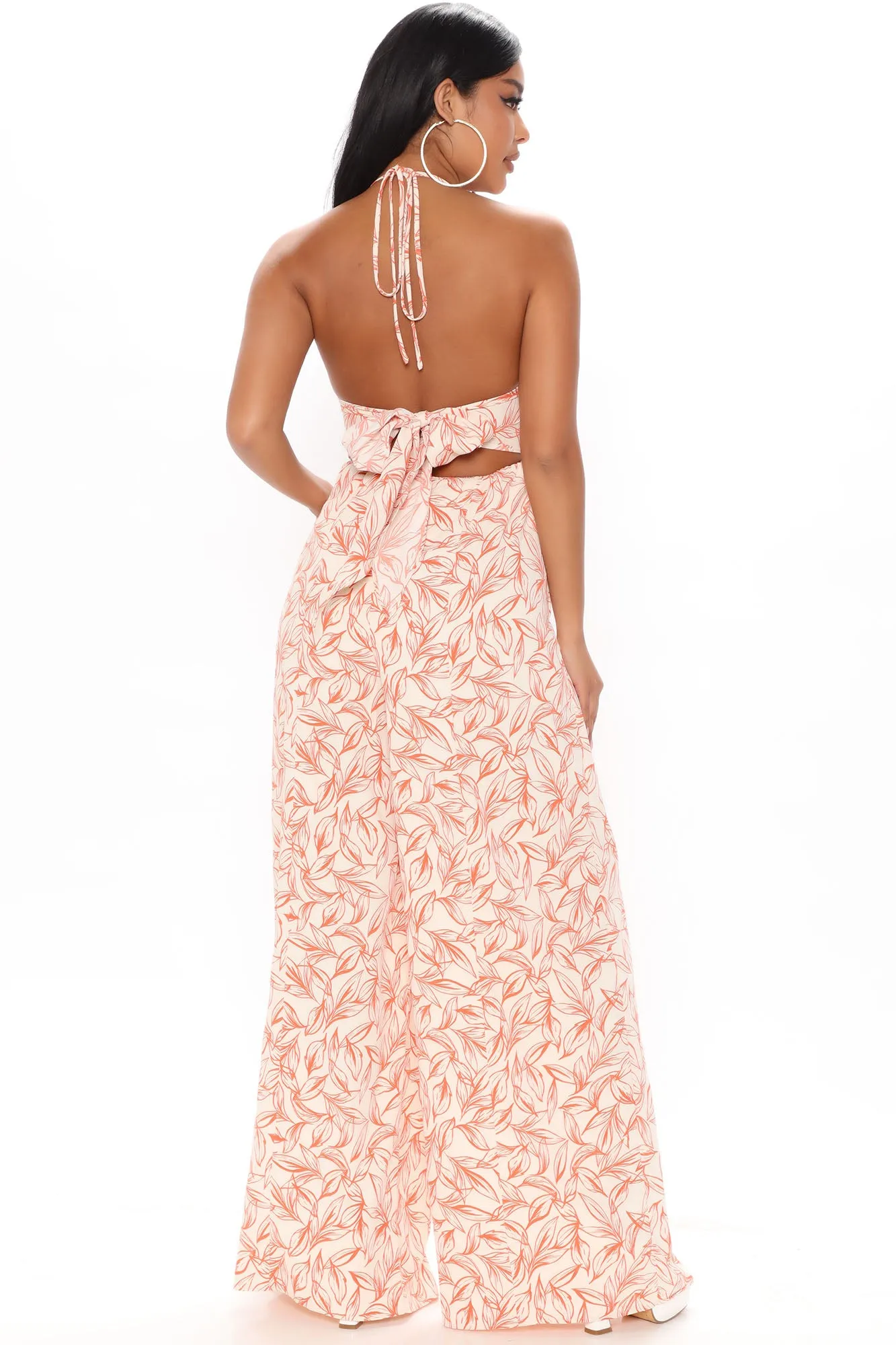 Beach Vibes Printed Jumpsuit - Orange