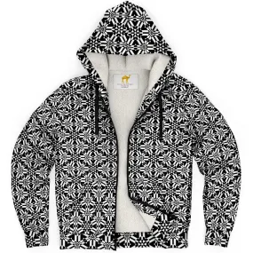 Black Silver Triangle Microfleece Zip Hoodie
