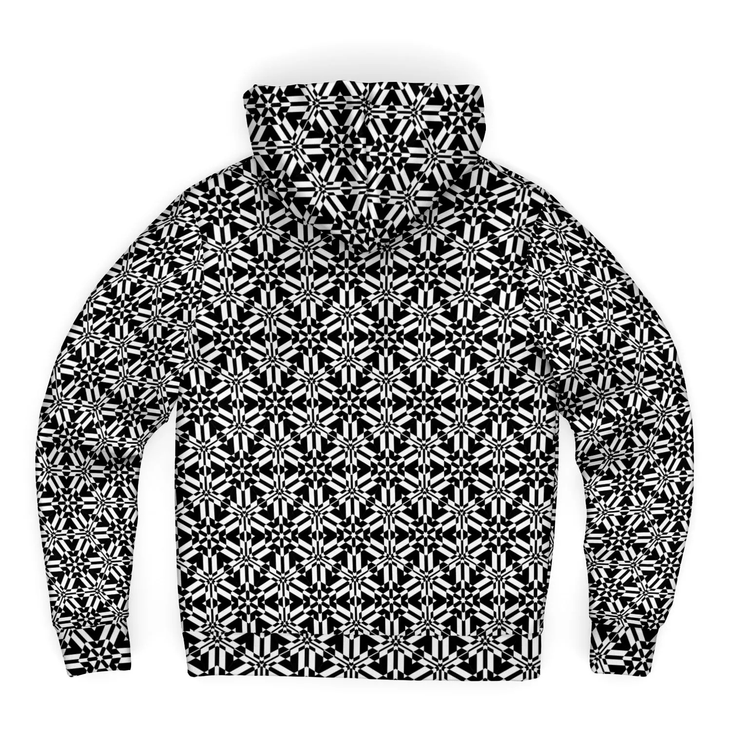 Black Silver Triangle Microfleece Zip Hoodie