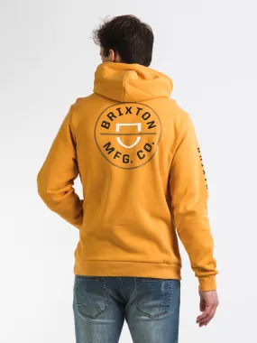 BRIXTON CREST PULL OVER HOODIE GOLDEN GLOW - CLEARANCE