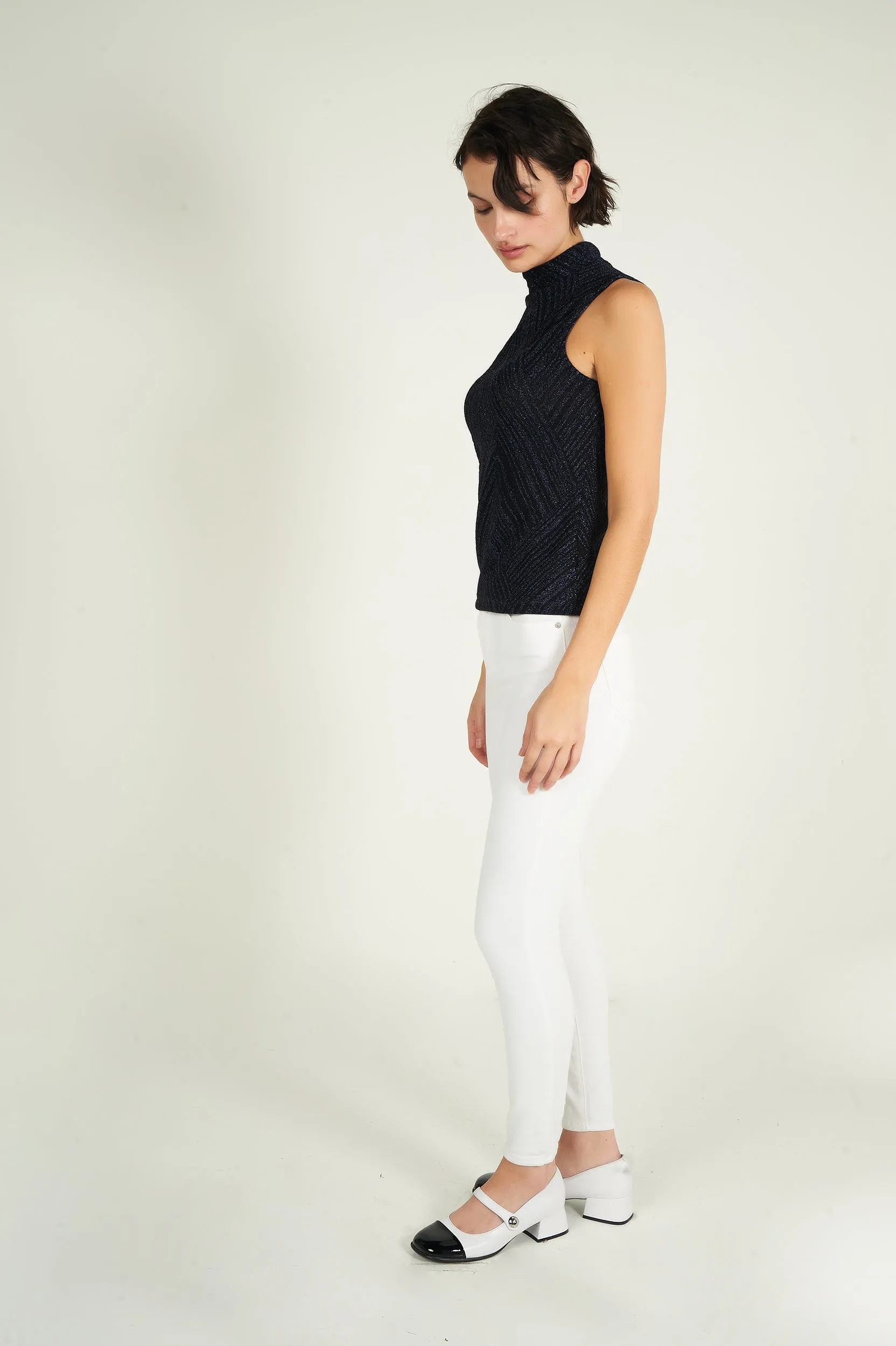 Camisole brillante à col montant - LEANNE-B2 - (R-A15)