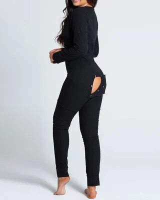 Christmas Print Sexy Pajama Women Jumpsuit Casual Long Sleeve Pyjama Button-down Front Functional Buttoned Flap Female Sleepwear