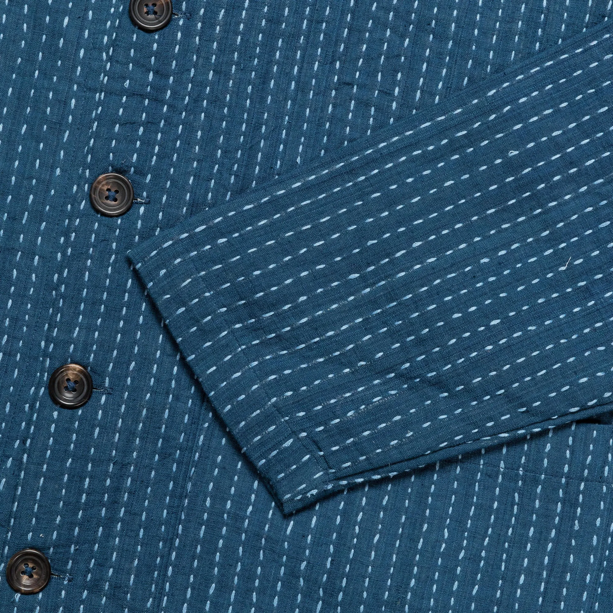 Cropped Jacket Kantha Embroidery - Indigo/Sky