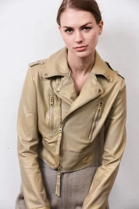 Erin Metallic Gold Leather Jacket