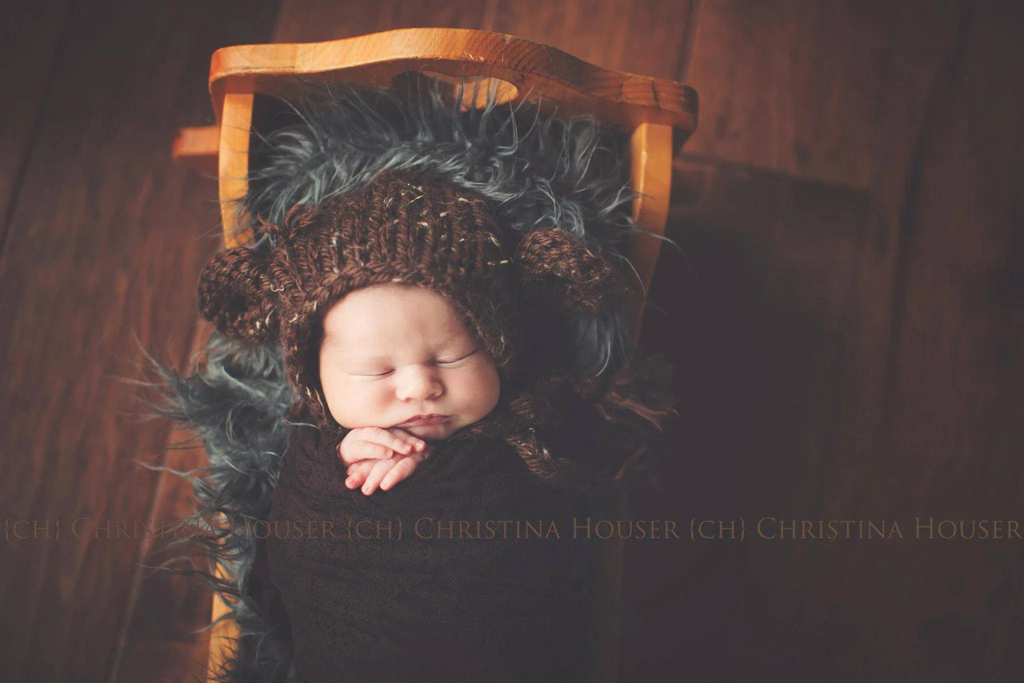 Gray Mongolian Fur Nest Photography Prop Rug Newborn Baby