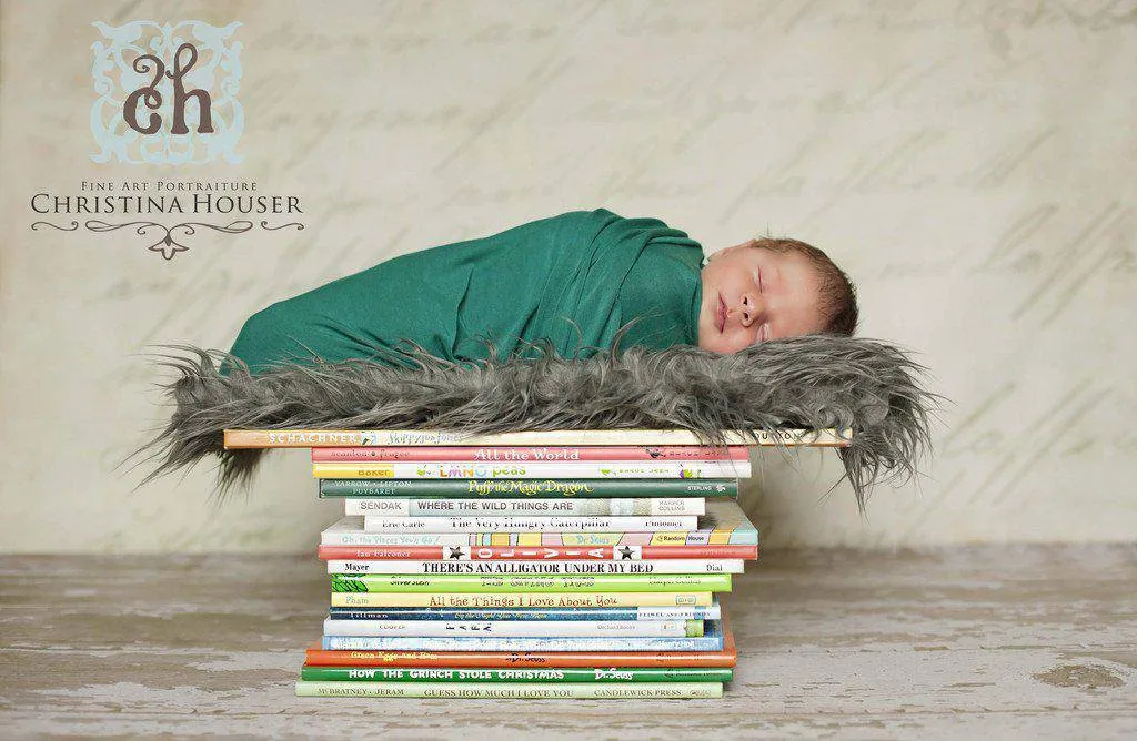 Gray Mongolian Fur Nest Photography Prop Rug Newborn Baby