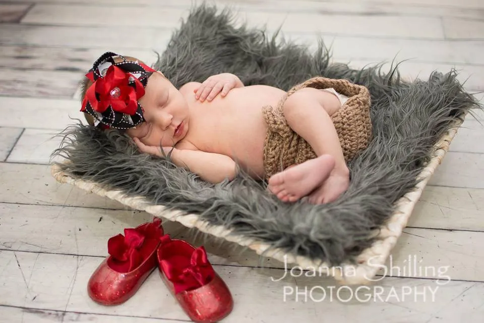 Gray Mongolian Fur Nest Photography Prop Rug Newborn Baby