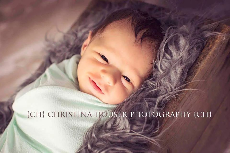 Gray Mongolian Fur Nest Photography Prop Rug Newborn Baby