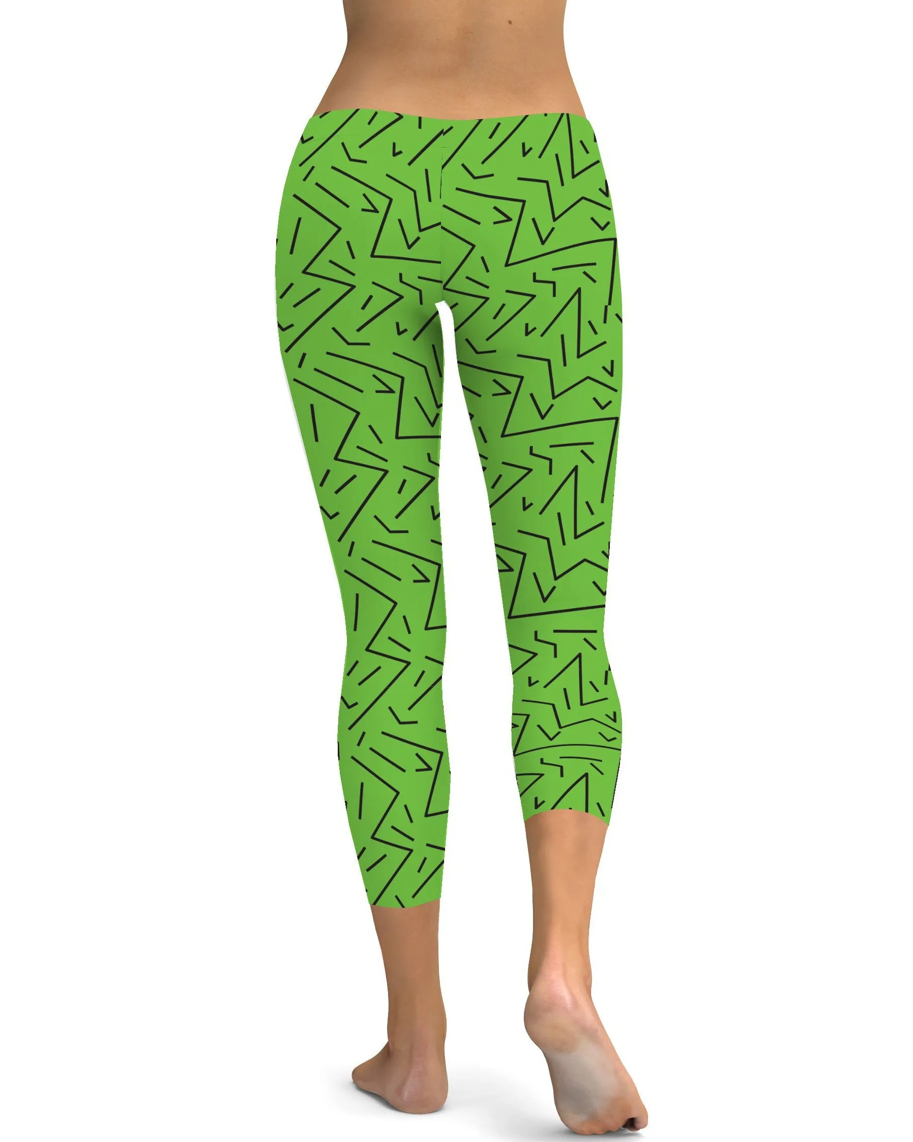 Green Black Line Capris