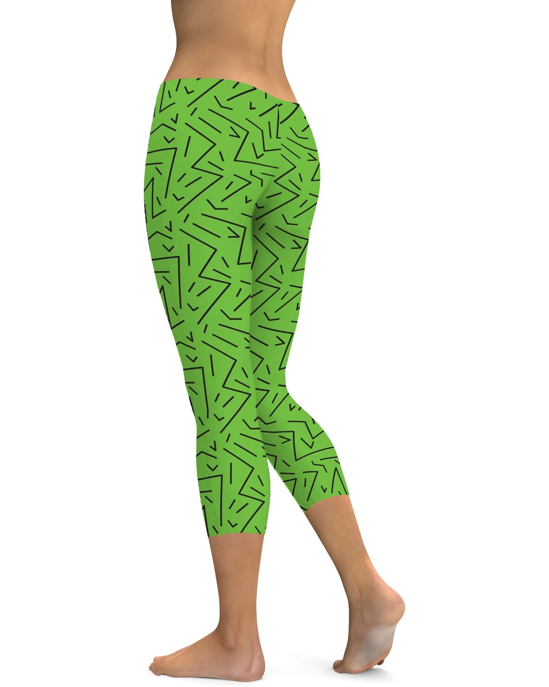 Green Black Line Capris