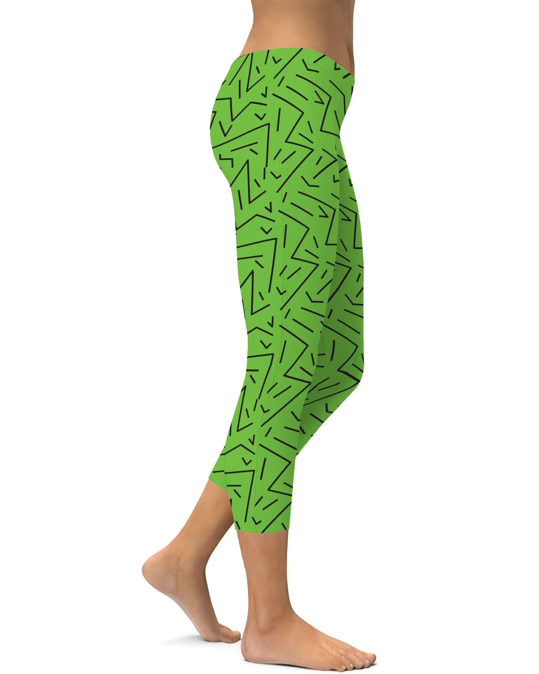 Green Black Line Capris