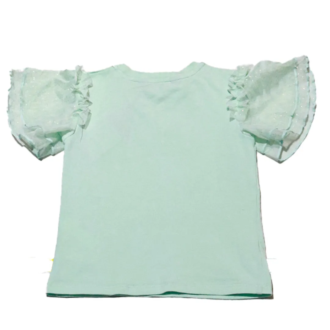 Green Pleated Skirt With Tshirt Set