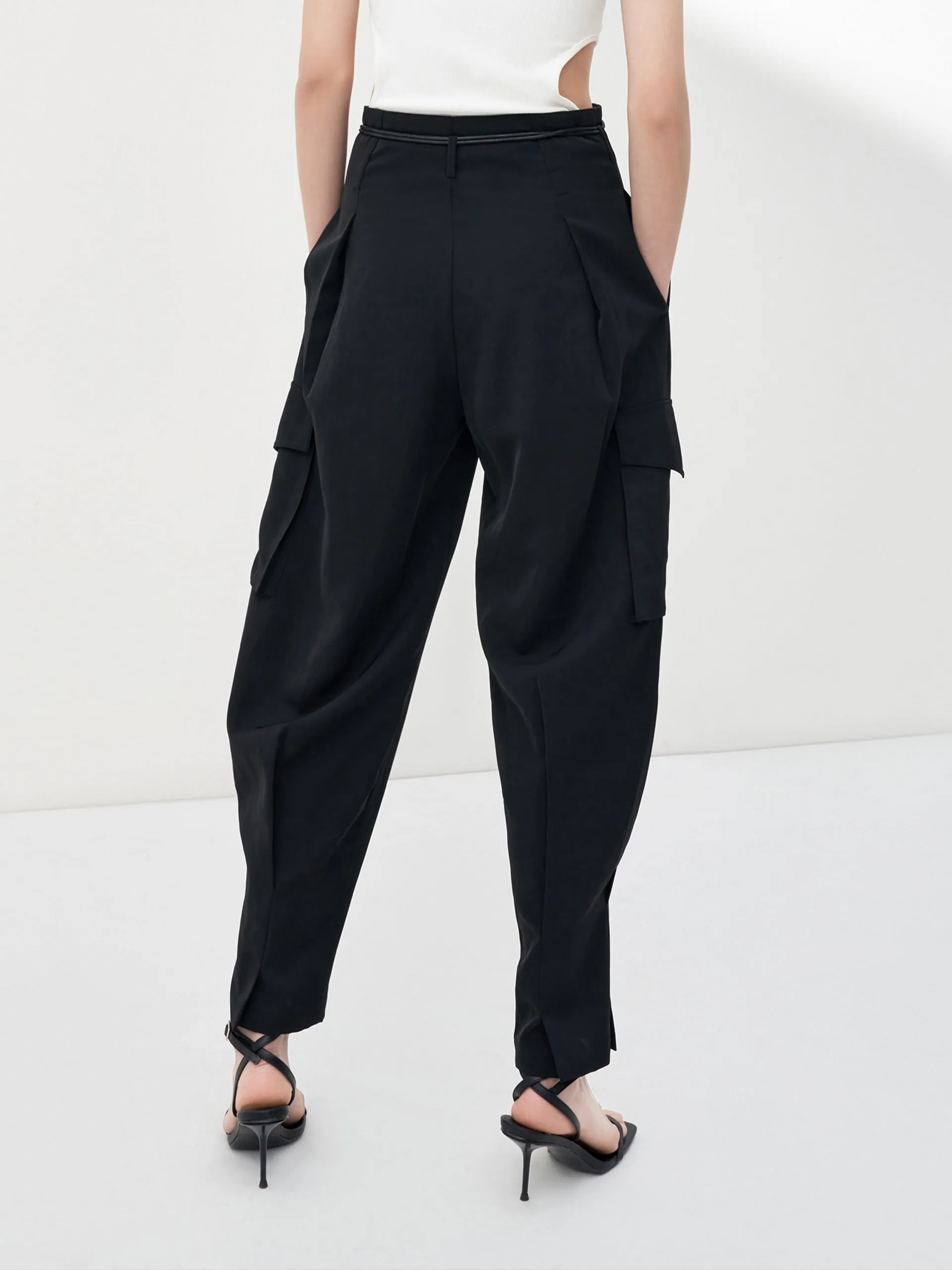 High Waist Tapered Cargo Pants