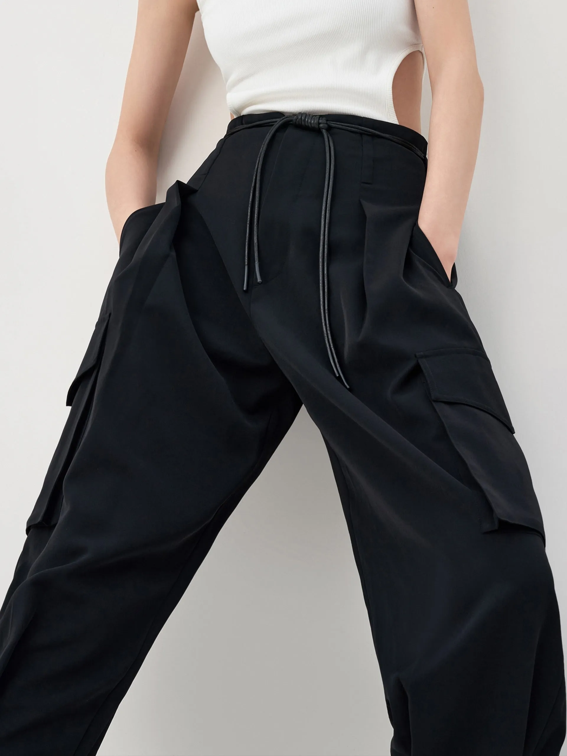 High Waist Tapered Cargo Pants
