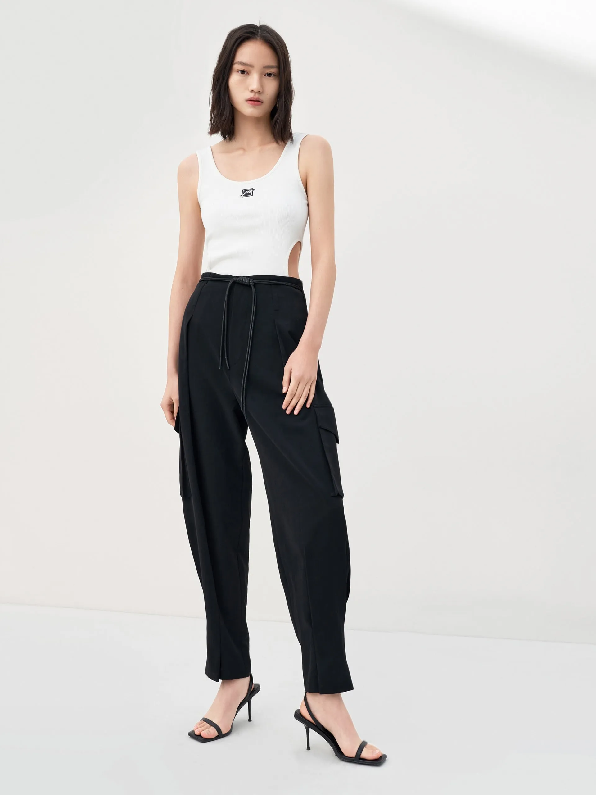 High Waist Tapered Cargo Pants