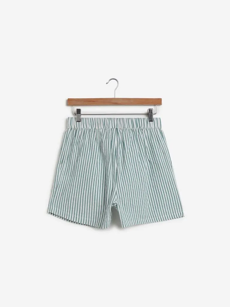 LOV Sage Striped Tasha Shorts