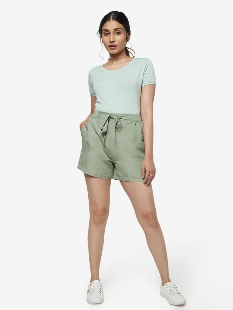 LOV Sage Tie-Up Pattern Tasha Shorts