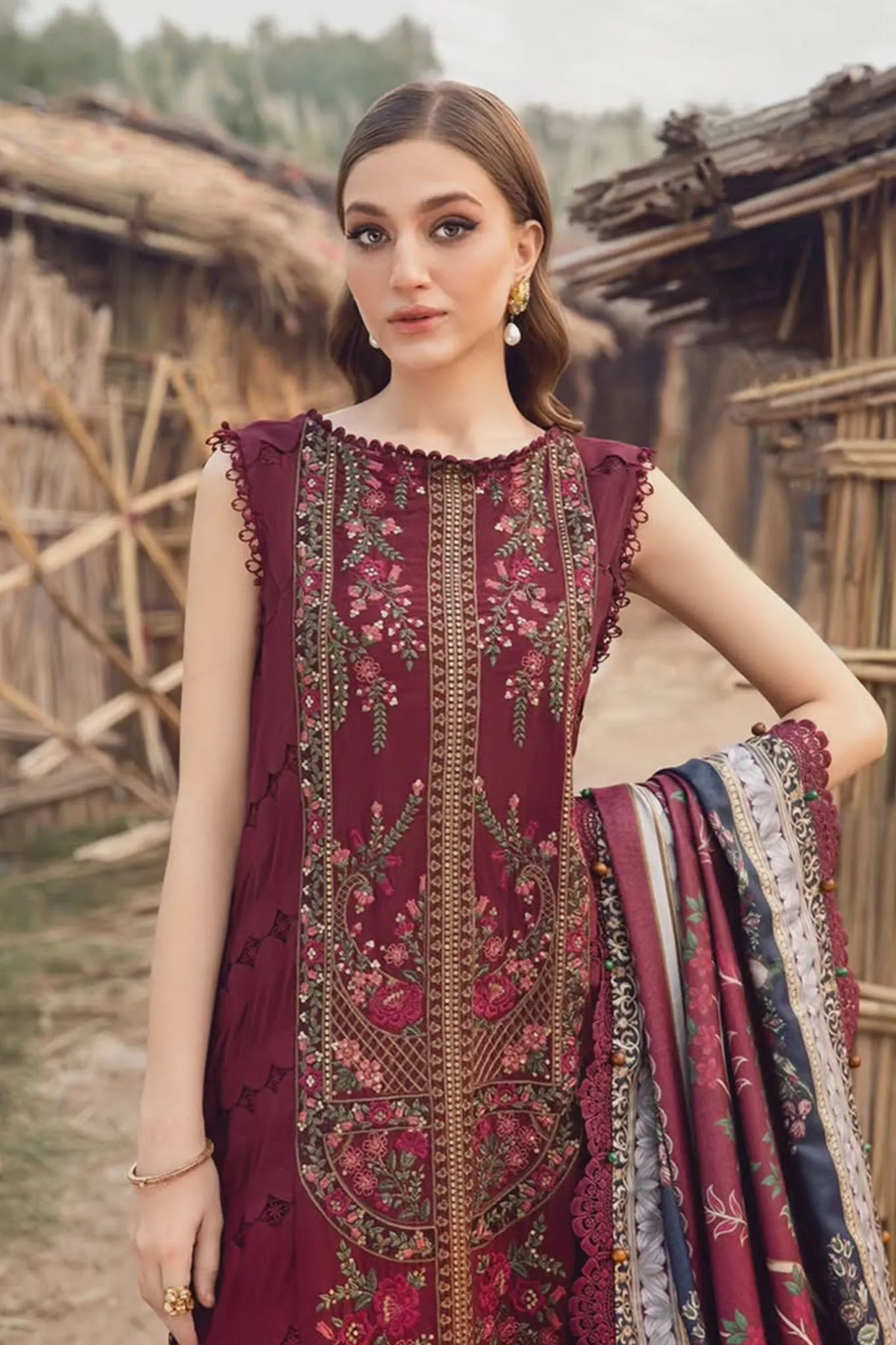 M Prints By Maria B Unstitched 3 Piece Winter Edition Collection'2024-06-B