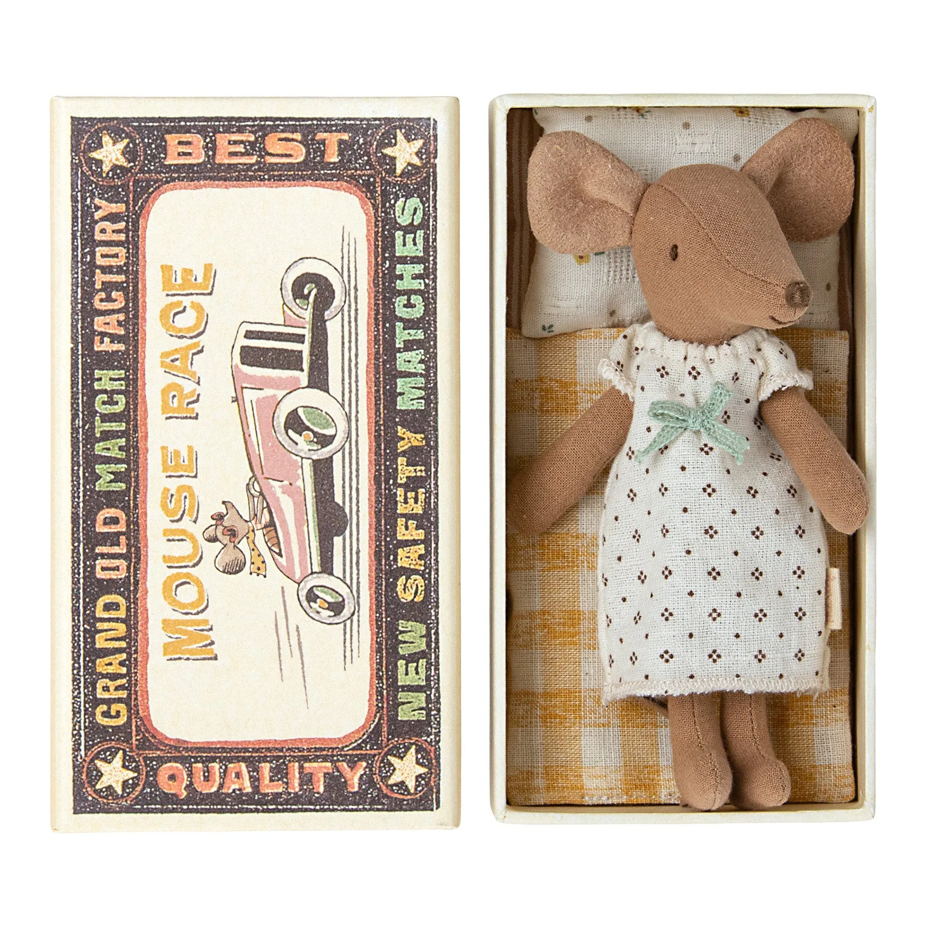 Maileg Big Sister Mouse in a Matchbox - White Dress