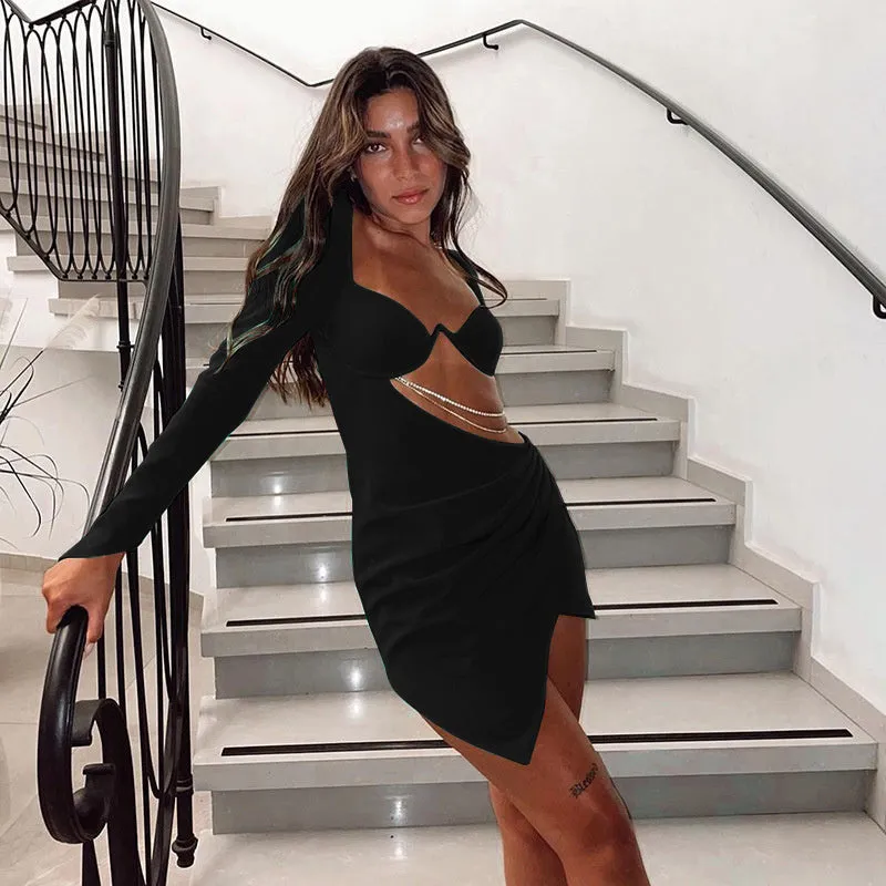 Melissa Chain Hollow Out Mini Dress