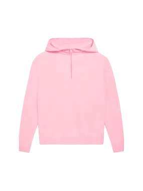 Merino Wool Half Zip Hoodie—sakura pink