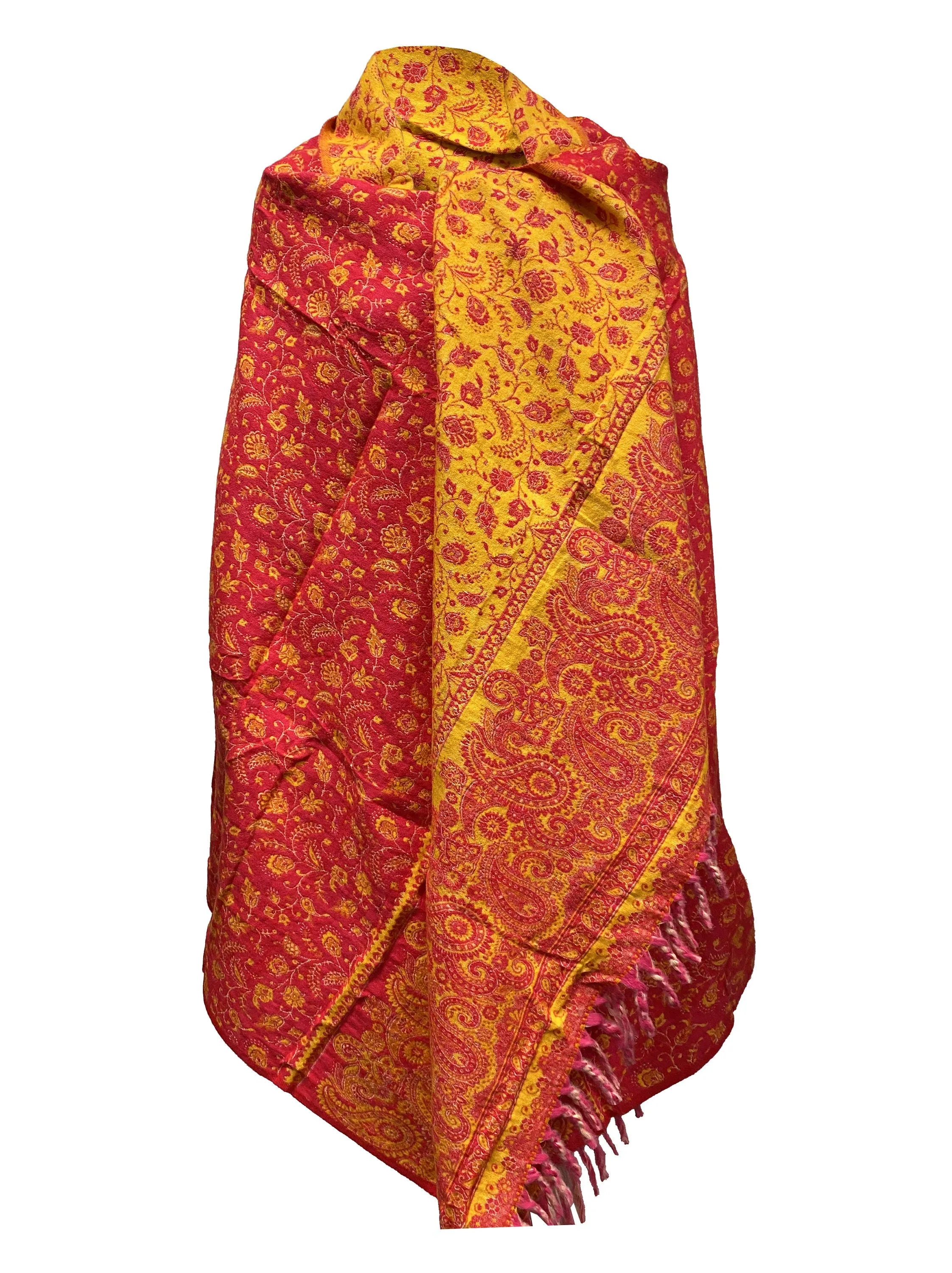NEW RED/YELLOW Floral  Scarf Luxury Handmade Yak Wool yoga blanket stole unisex Travel Wrap Meditation Soft Shawl special Gift for her
