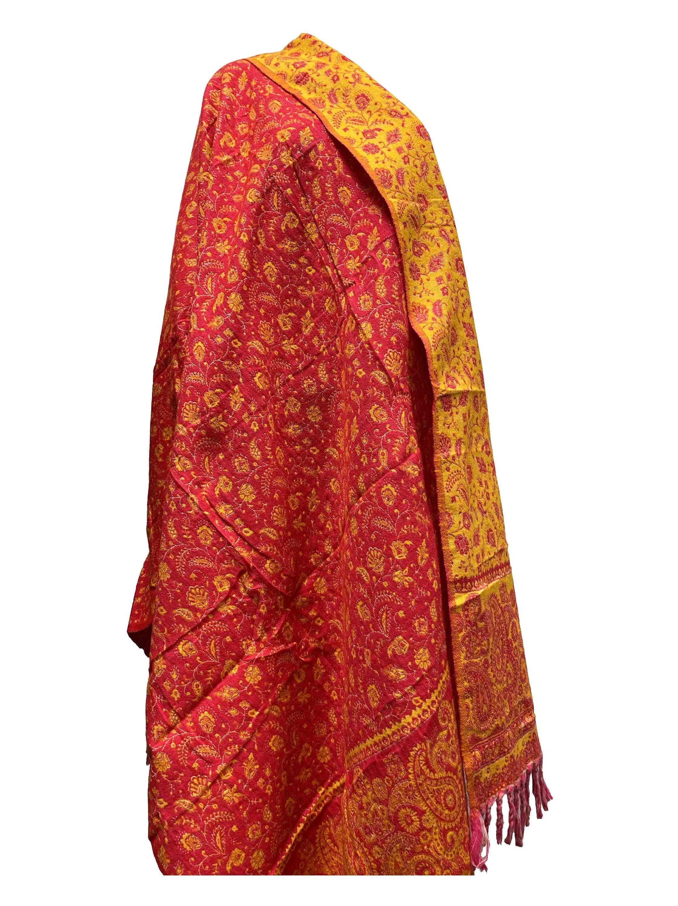 NEW RED/YELLOW Floral  Scarf Luxury Handmade Yak Wool yoga blanket stole unisex Travel Wrap Meditation Soft Shawl special Gift for her