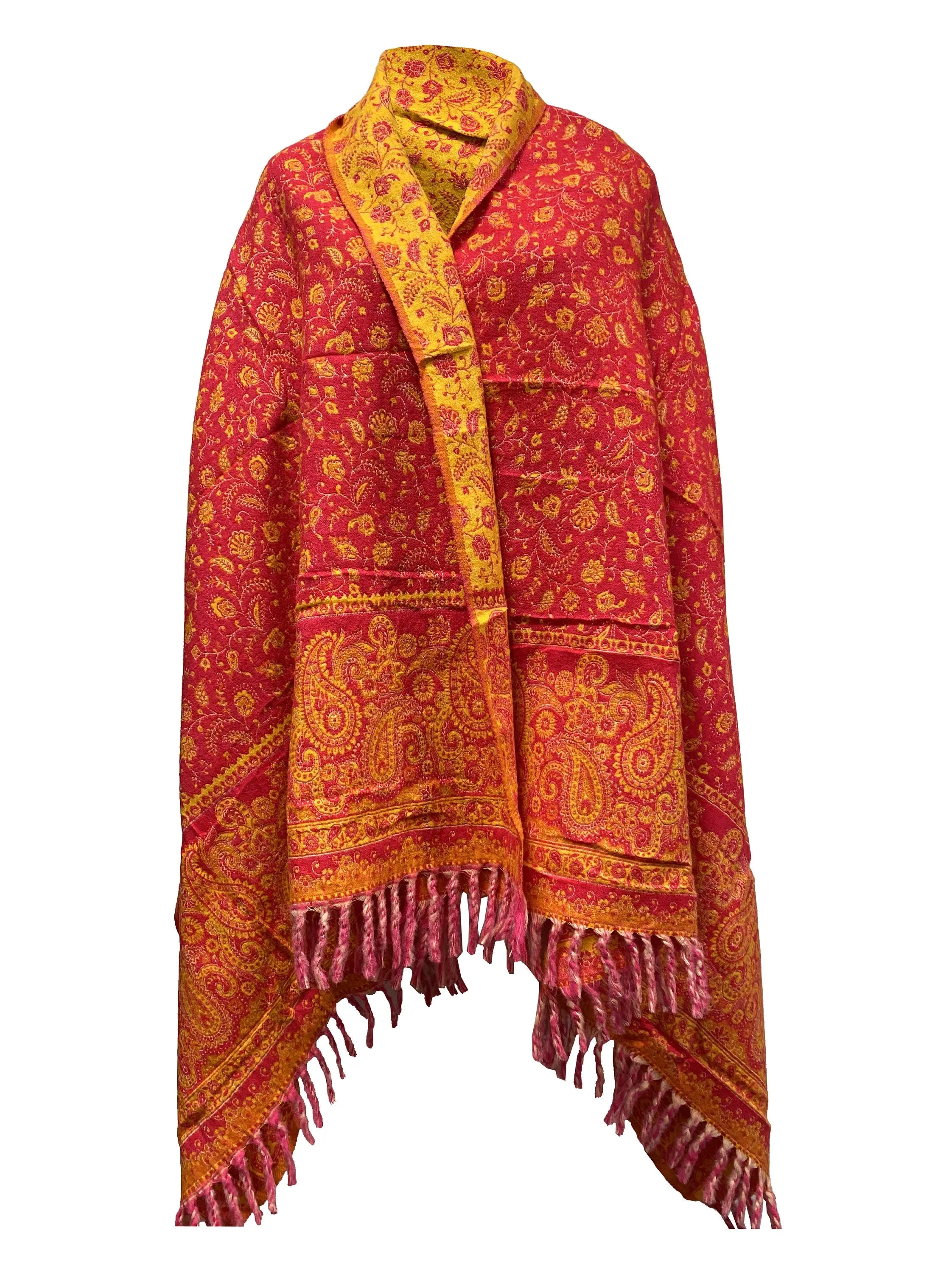 NEW RED/YELLOW Floral  Scarf Luxury Handmade Yak Wool yoga blanket stole unisex Travel Wrap Meditation Soft Shawl special Gift for her