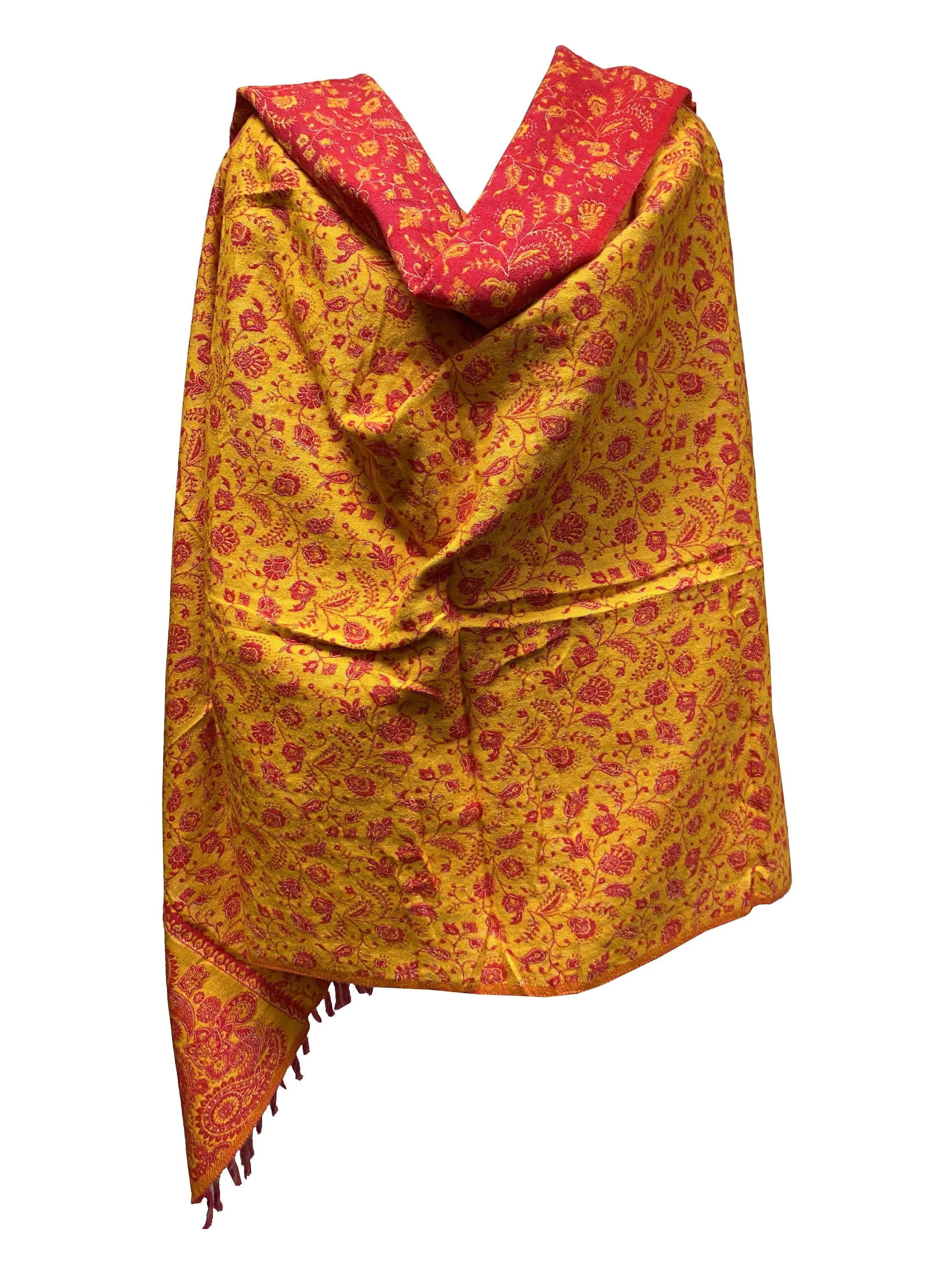 NEW RED/YELLOW Floral  Scarf Luxury Handmade Yak Wool yoga blanket stole unisex Travel Wrap Meditation Soft Shawl special Gift for her