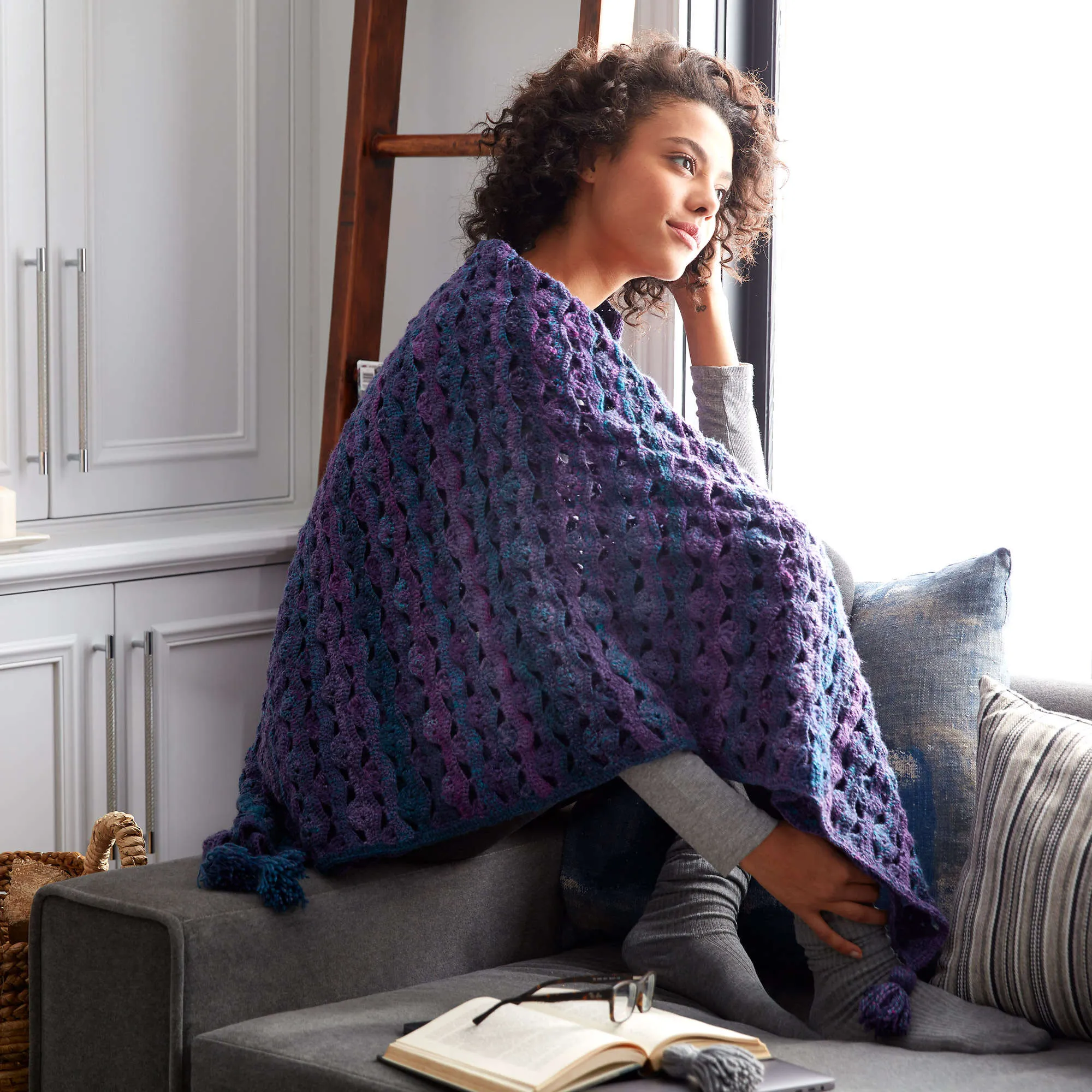 Patons Wrapped In Waves Crochet Blanket Shawl