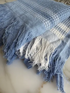 Periwinkle Border Waffle Towel