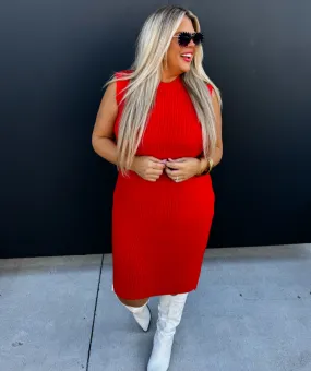 Pretty Heart Red Sweater Dress