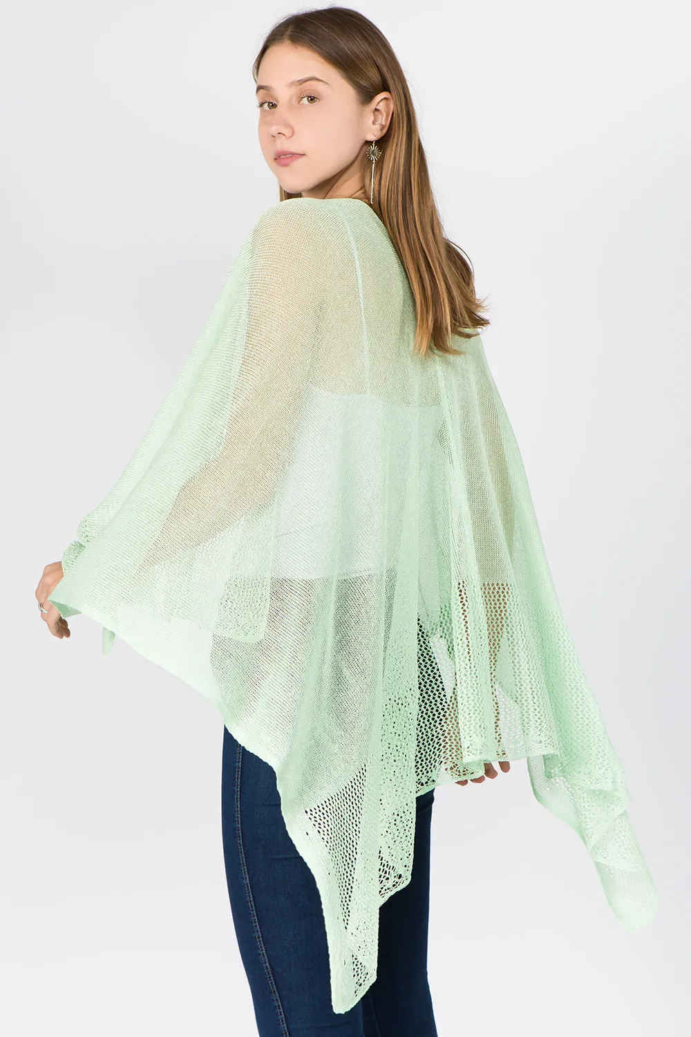 RA-1C15 solid color rayon ruana