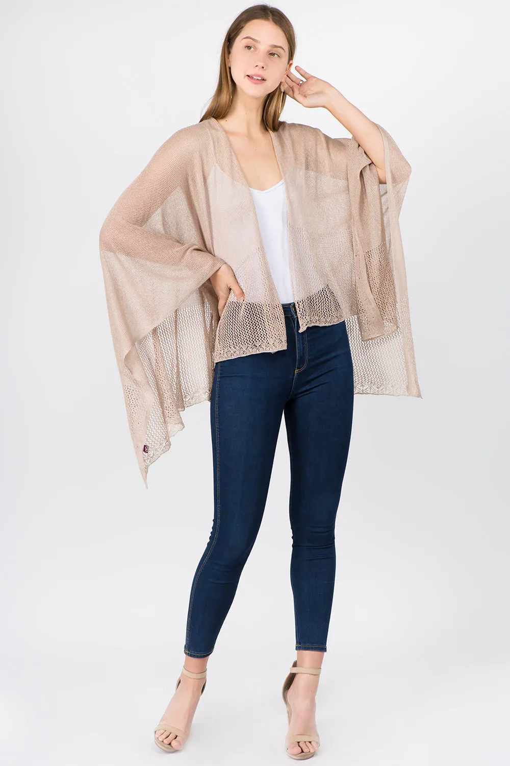 RA-1C15 solid color rayon ruana