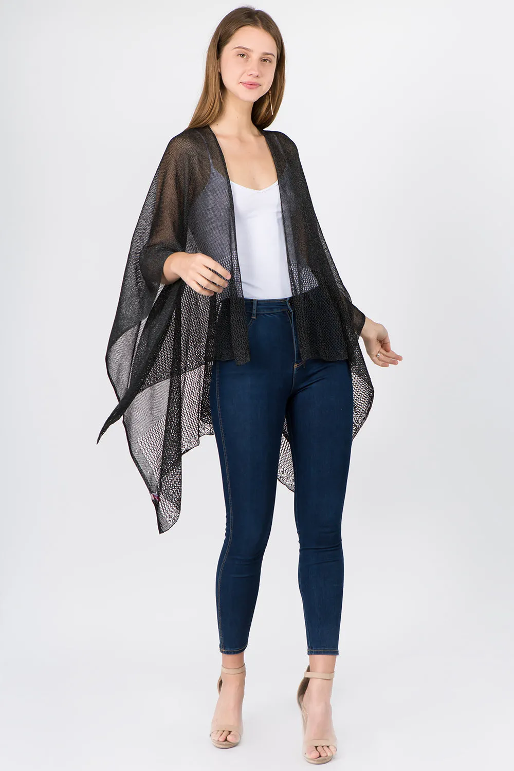 RA-1C15 solid color rayon ruana