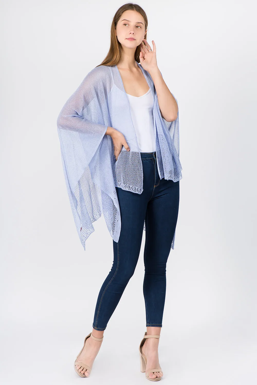 RA-1C15 solid color rayon ruana