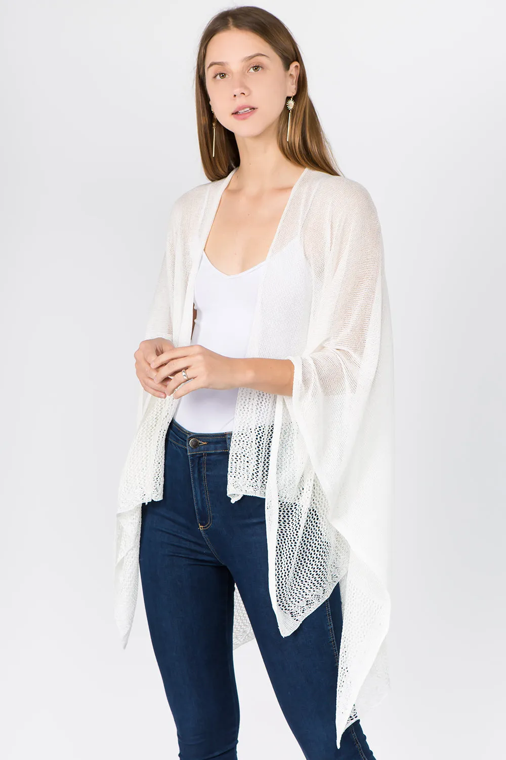 RA-1C15 solid color rayon ruana
