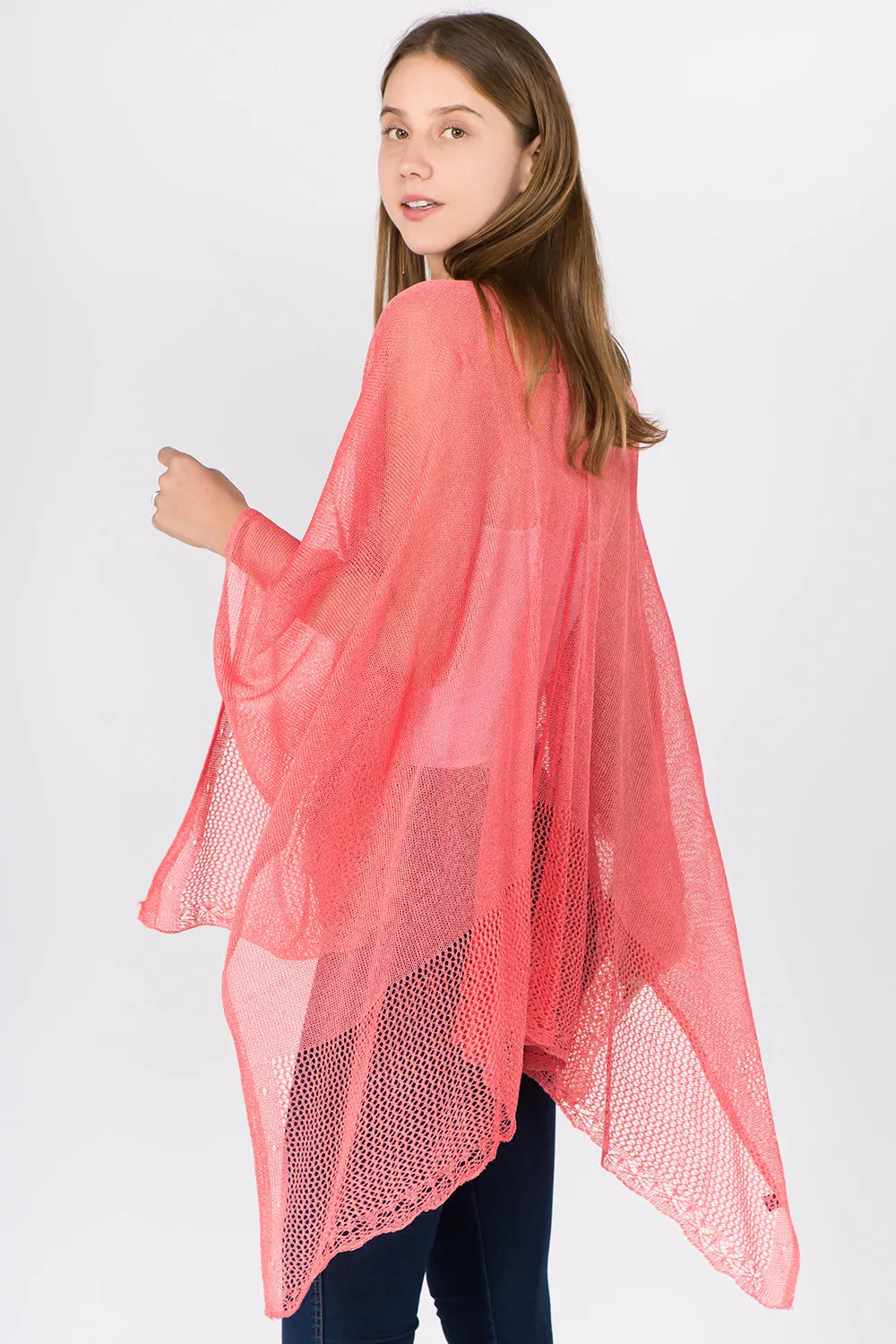 RA-1C15 solid color rayon ruana