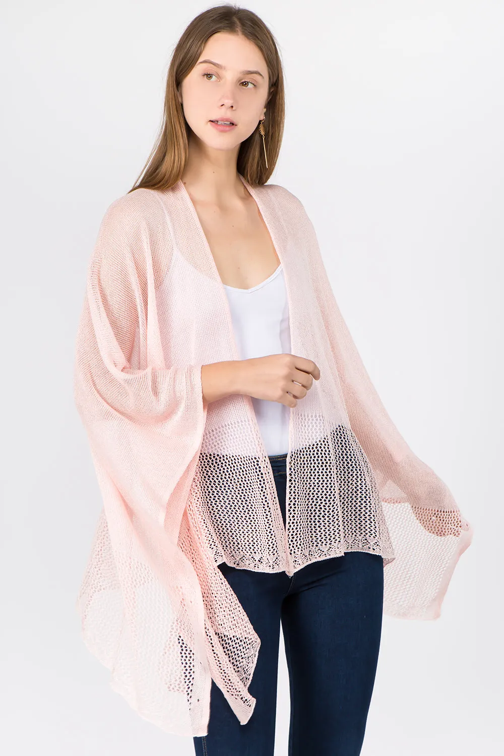 RA-1C15 solid color rayon ruana