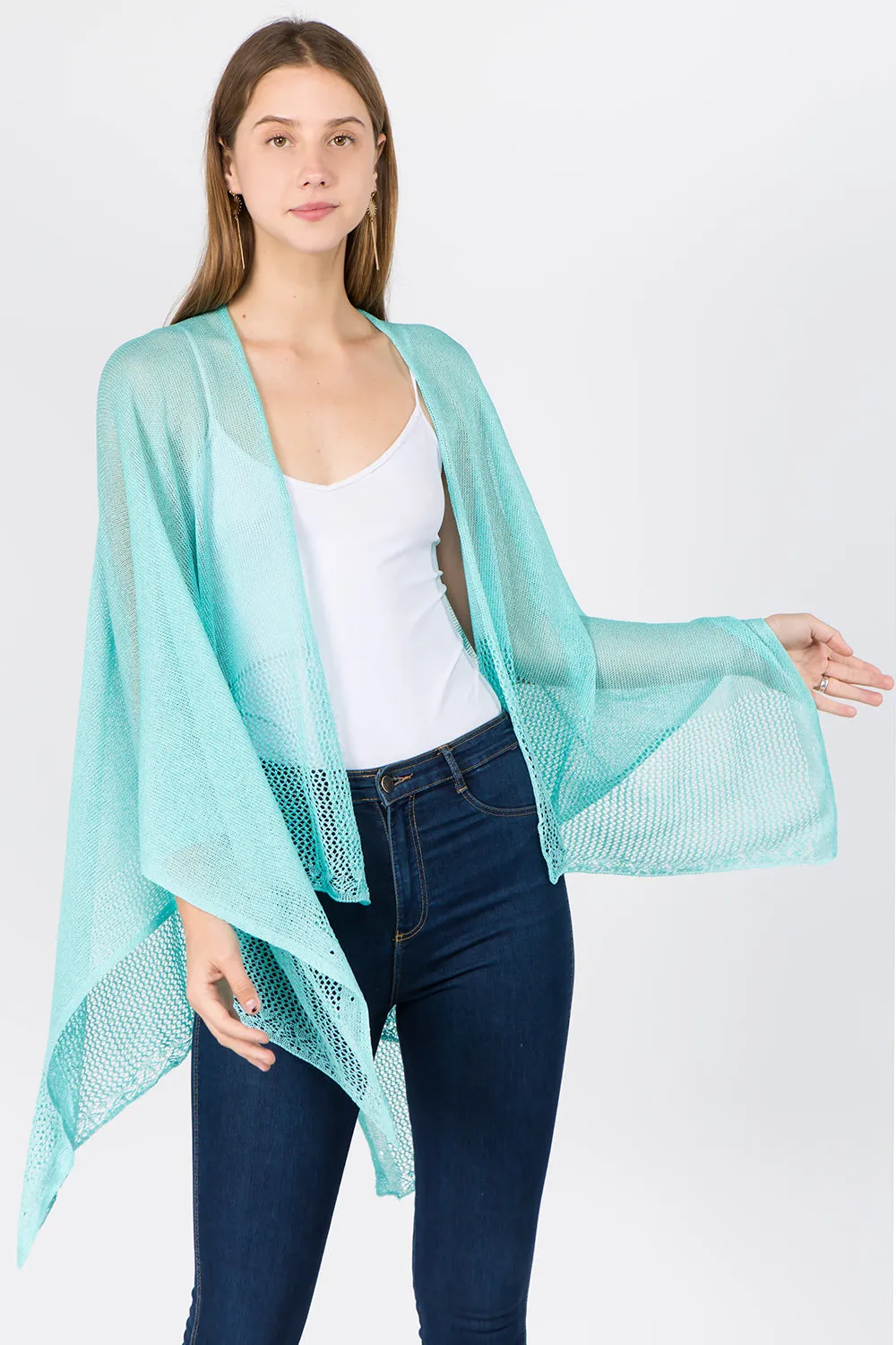 RA-1C15 solid color rayon ruana