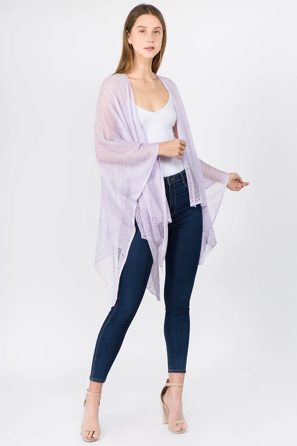RA-1C15 solid color rayon ruana