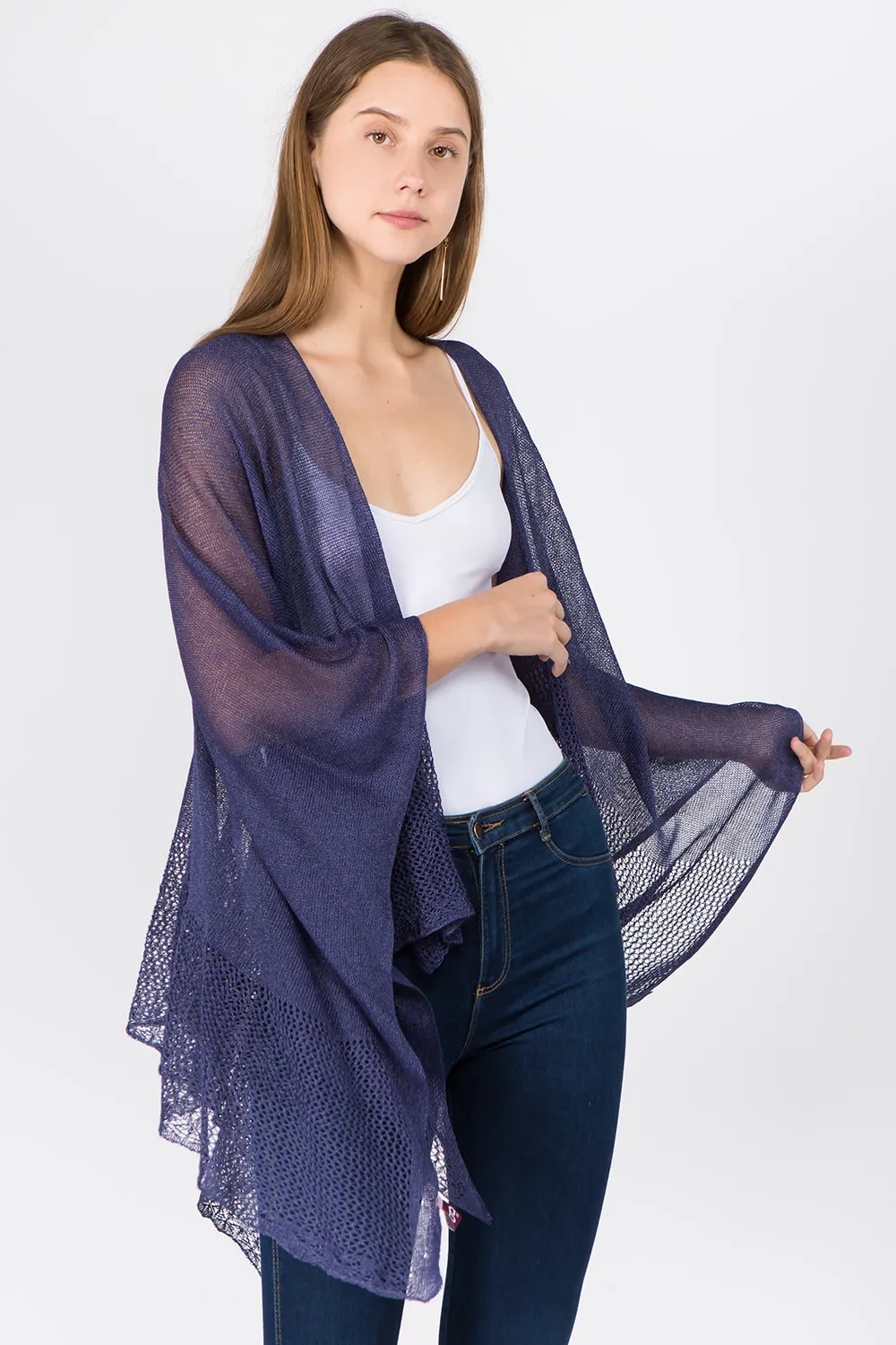 RA-1C15 solid color rayon ruana