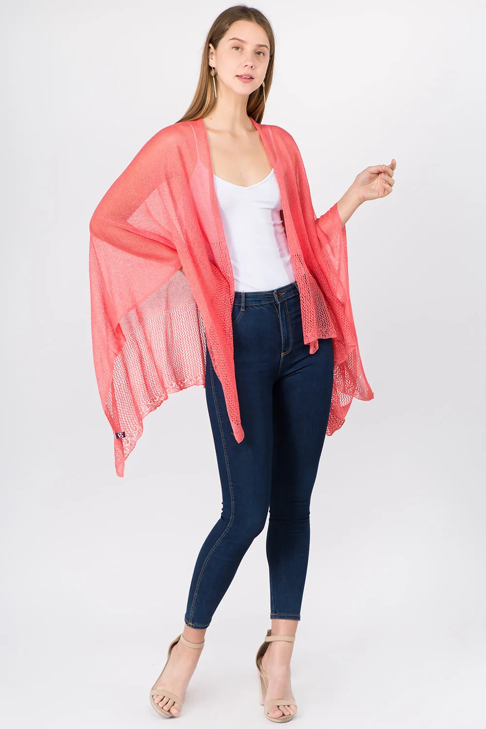 RA-1C15 solid color rayon ruana