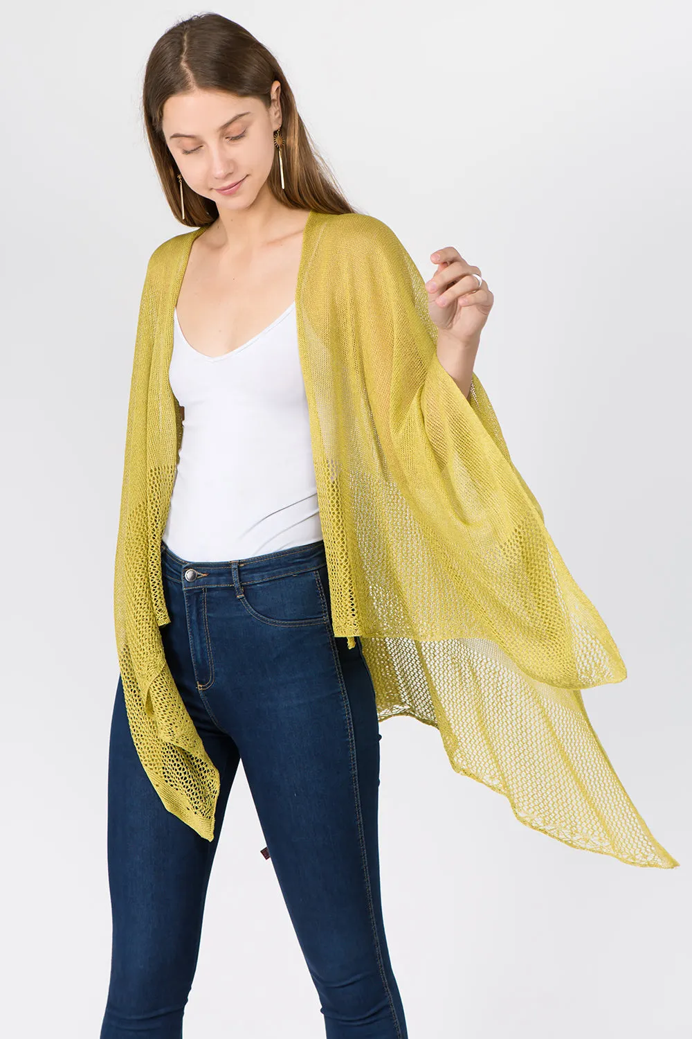 RA-1C15 solid color rayon ruana