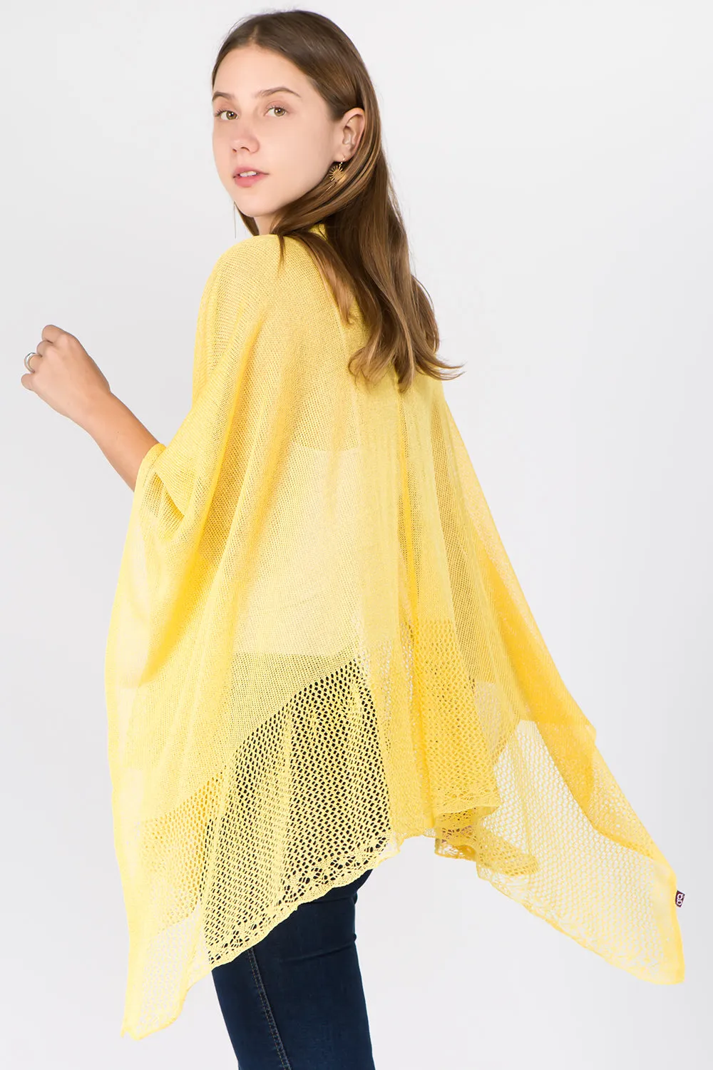 RA-1C15 solid color rayon ruana