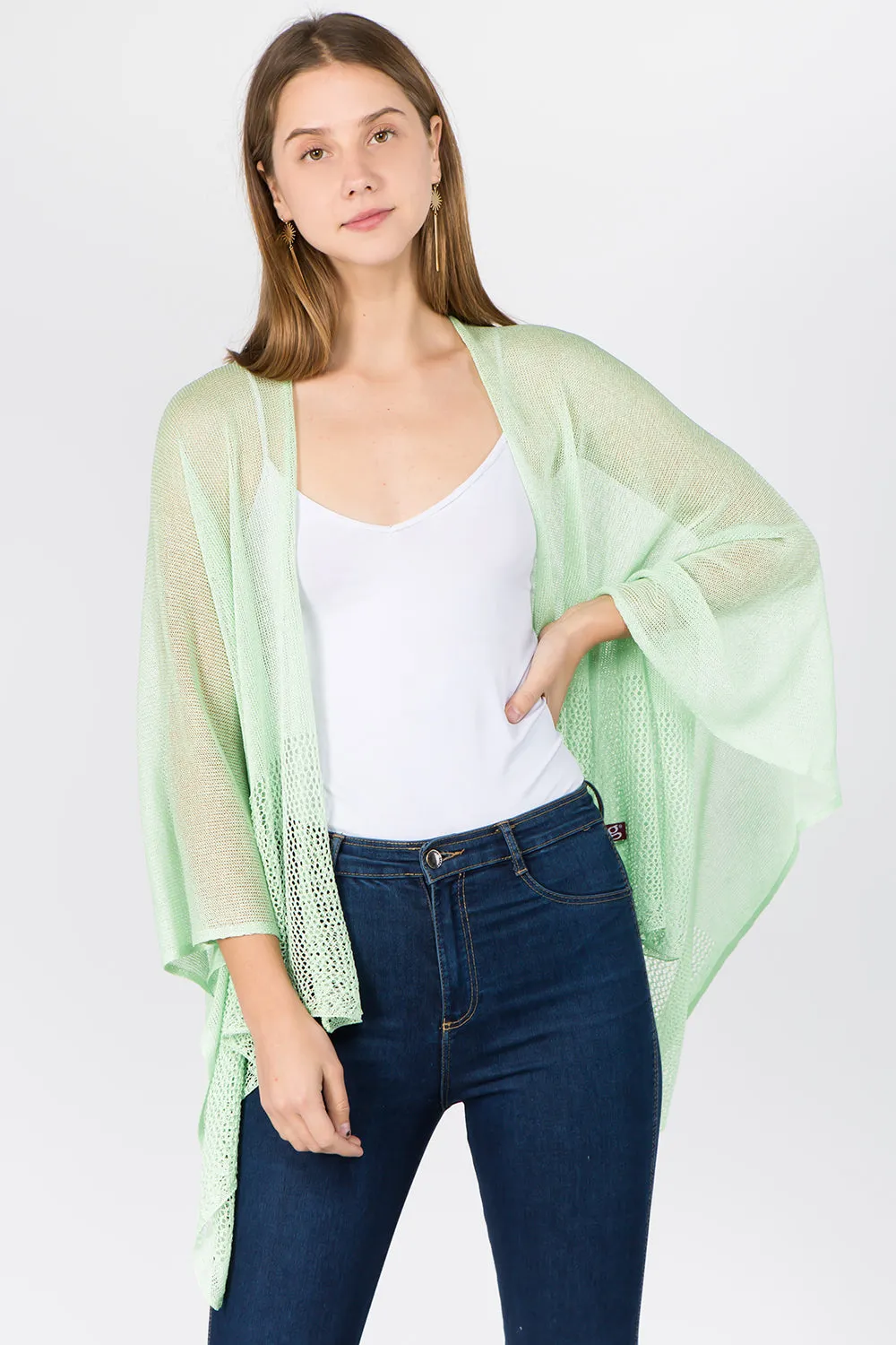 RA-1C15 solid color rayon ruana